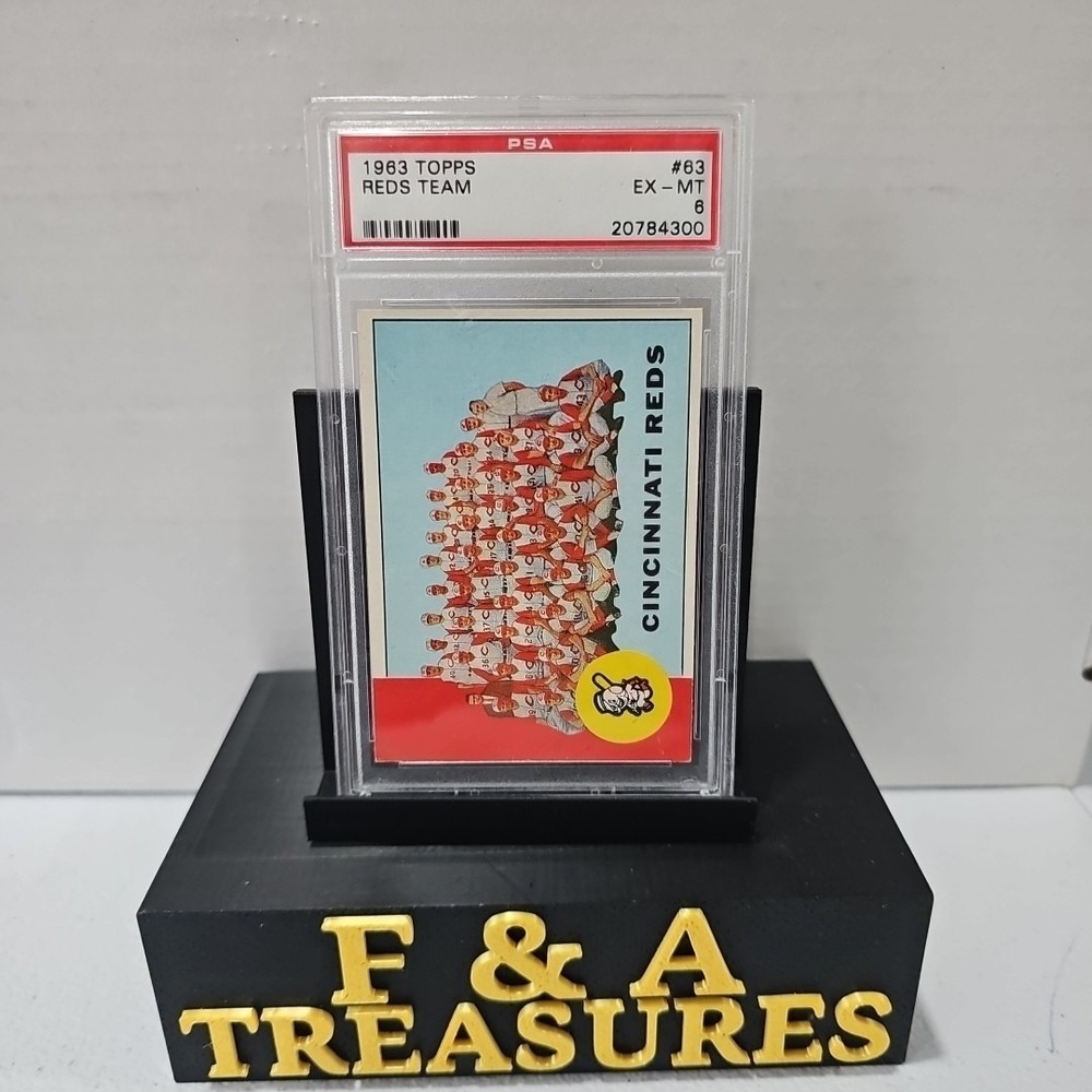 1963 Topps #63 Reds Team PSA 6 EX-MT Pete Rose Rookie Year